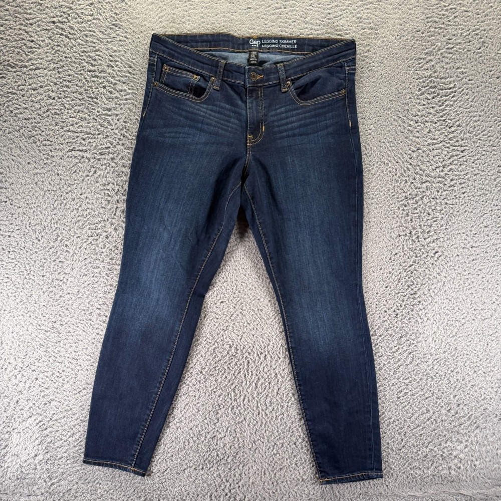 Gap Jeans Womens 10 Blue Cotton Denim Jegging Skimmer Workwear Faded Stretch